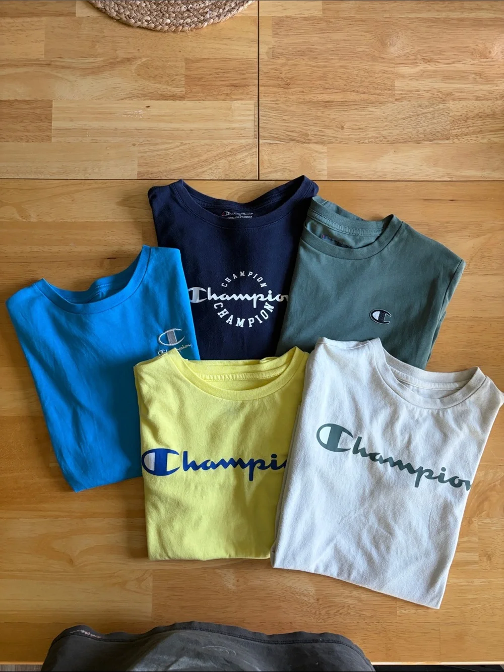 Champion Kids Short Sleeve Logo Tees - Blue, Navy, Green, Yellow, White